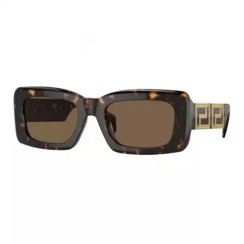 Okulary przeciwsłoneczne damskie Versace VE4444U10873, oprawki Havana, brązowe gradientowe soczewki, 54/21/140 mm