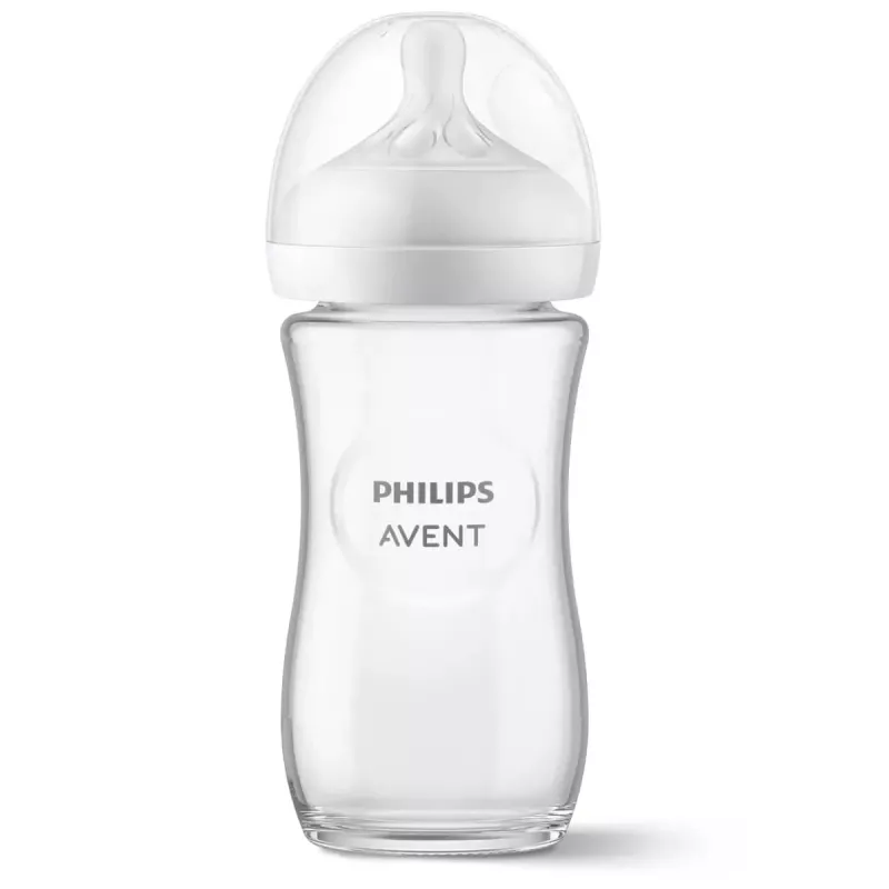 Butelka szklana Philips AVENT Natural Response 240 ml, smoczek średni przepływ, 1m+
