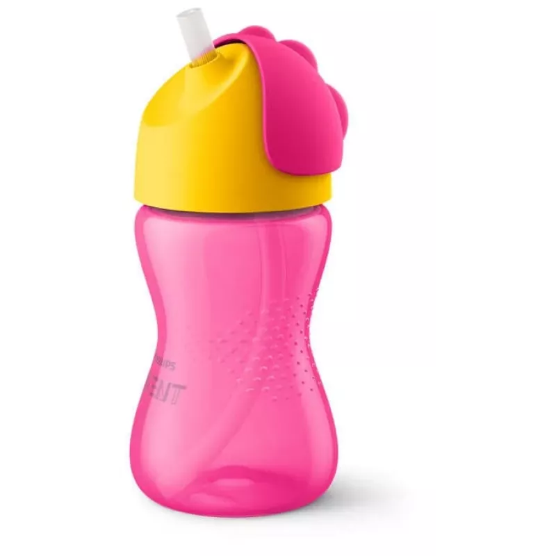 Kubek ze słomką Philips Avent z elastyczną słomką, 300 ml, 12m+, różowy
