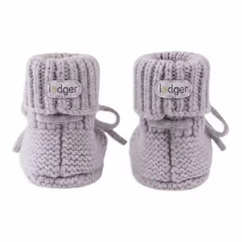 Lodger Slipper Merino Wool Baby Booties, Stone, 0-6 Months