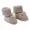Lodger Slipper Folklore wełniane kapcie niemowlęce z merino, beżowe, 0-6 miesięcy