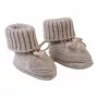 Lodger Slipper Folklore wełniane kapcie niemowlęce z merino, beżowe, 0-6 miesięcy