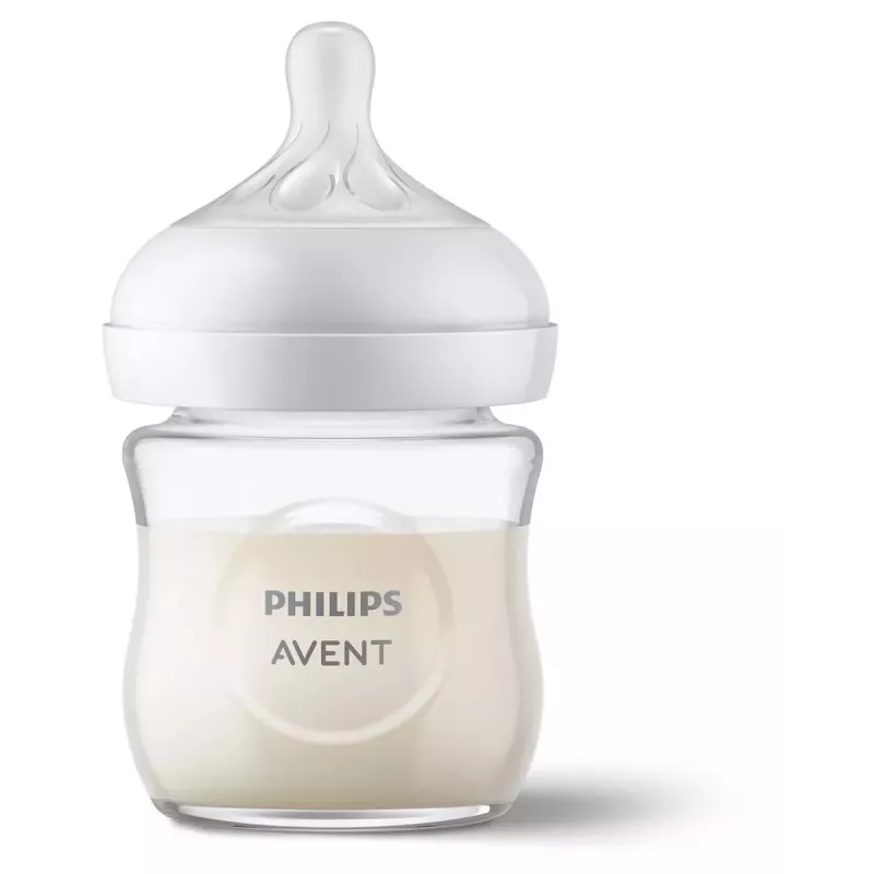 Butelka szklana dla niemowląt Philips Avent Natural Response 125 ml z smoczkiem dla noworodków, 0m+