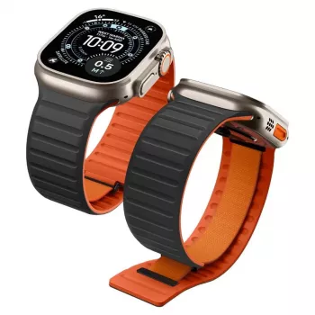 Spigen Athlex Air M pasek do Apple Watch 8/9/10/11/SE/Ultra (44/45/46/49 mm) – czarny/pomarańczowy
