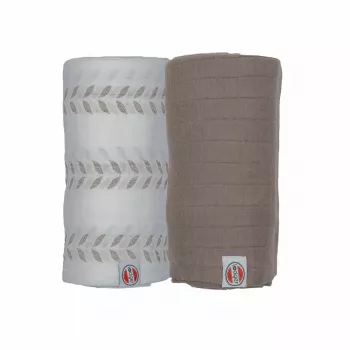 Lodger Swaddler Solid Matcha bawełniany muślinowy otulacz, Birch/Buffalo, 110x110 cm, 2-pak