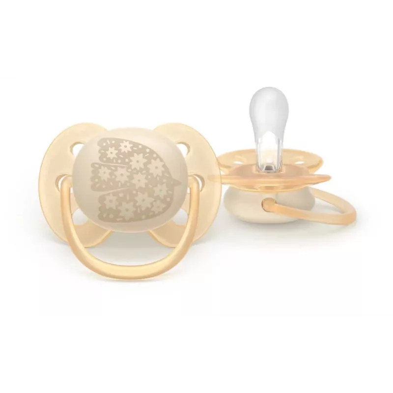 Philips Avent Ultra Soft DECO Smoczek 0-6 Miesięcy, 2-Pak, Silikonowy, Bez BPA, z Etui Sterylizującym