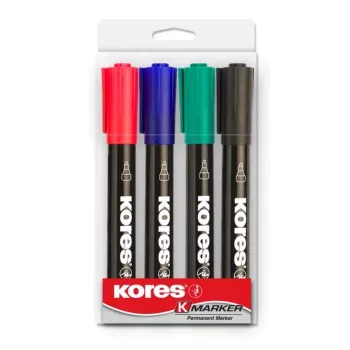 Kores K MARKER Marker trwały, końcówka dłutowa, 3-5 mm, różne kolory, zestaw 4 sztuk M20945