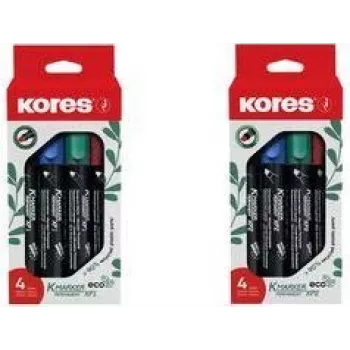 Markery permanentne Kores ECO XP1, okrągła końcówka, 3 mm, różne kolory, zestaw 4 sztuk M20764
