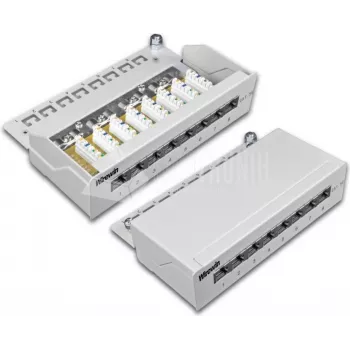 Wirewin DVP-TRIO-K5E 8 – 8-portowy ekranowany panel krosowy Cat5e do montażu na biurku, zakończenie LSA