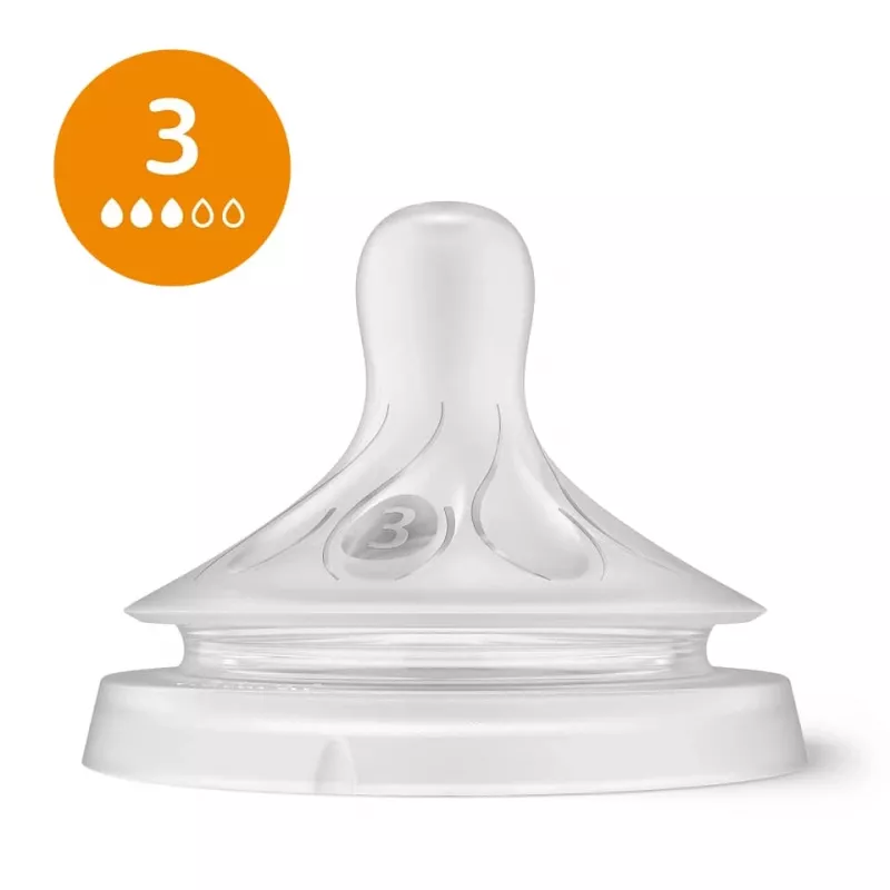 Philips Avent Natural Response zestaw silikonowych smoczków do butelki dla niemowląt (3 szt., przepływ 3, od 1. miesiąca)