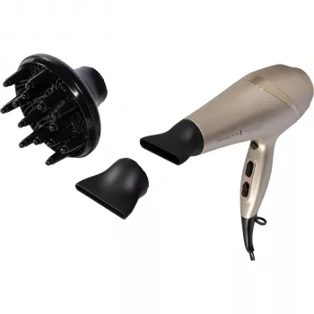 Suszarka do włosów Remington AC 8605 Advanced Colour Protect, 2200 W, jonizacja, 3 ustawienia temperatury, czarna ze złotymi akcentami