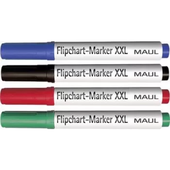 Zestaw markerów do flipchartów MAUL, końcówka ścięta 3,0-6,5 mm, 4 różne kolory