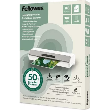 Fellowes A6 matowe koszulki do laminowania 80 mikronów, 50% z recyklingu, 100 sztuk 100143438