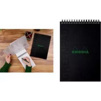 RHODIA GREENPAD Notatnik na spirali A5+ w linie Czarny 160x210mm 90gsm 80 kartek 119929C
