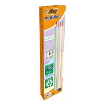 BIC Evolution PASTEL Ołówki grafitowe HB 2 mm Różne kolory pastelowe Opakowanie 12 szt. 518307