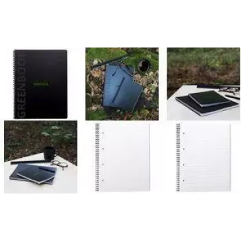 RHODIA Greenbook College Block A4+ w linie, czarna okładka z recyklingu 119914C