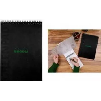 RHODIA GreenPad notes spiralny A4+ w linie czarny 90gsm 80 kartek 119927C