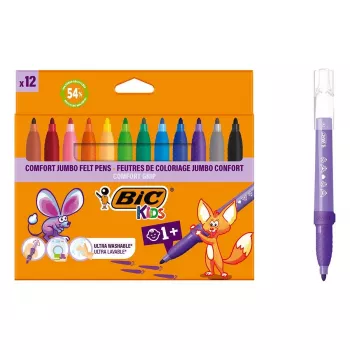 BIC KIDS Comfort Jumbo pisaki, różne kolory, 12 szt., końcówka 1,4 mm, zmywalne 517250