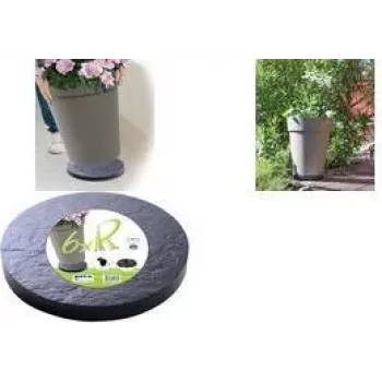 Wózek do roślin EDA z 5 wielokierunkowymi kółkami, wygląd kamienia, antracytowy szary, średnica 30 cm, nośność 60 kg (010940 G. ARD C)
