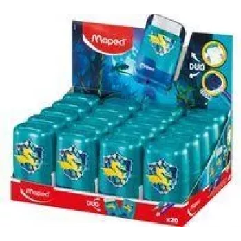 Maped DRAGON Zestaw Gumka i Temperówka, Dwudziurkowa, Ekspozytor 20 sztuk 049226