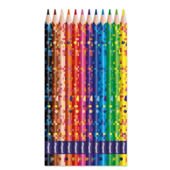 Maped PIXEL PARTY Trójkątne kredki ołówkowe, 12 różnych kolorów, miękkie, odporne na złamanie, korpus we wzór pikseli, tekturowe opakowanie 862204