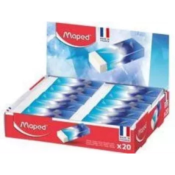 Maped ARCTIC Gumka plastikowa, biała, 20 sztuk w pudełku ekspozycyjnym, bez ftalanów i PVC 116125