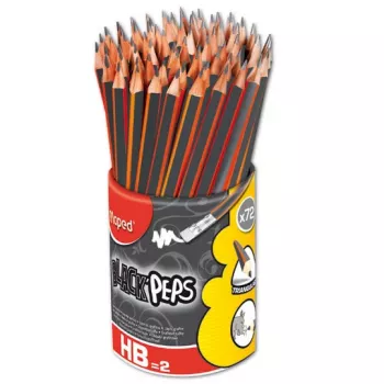 Ołówek grafitowy MAPED BLACK'PEPS HB z gumką, trójkątny, 72 sztuki w tubie 851759FC