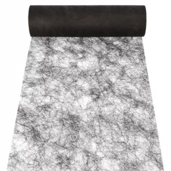 PAPSTAR Sizoflor dekoracyjna taśma na stół, 25 m x 30 cm, wodoodporna, 75% poliester / 25% poliamid, czarna (37060)