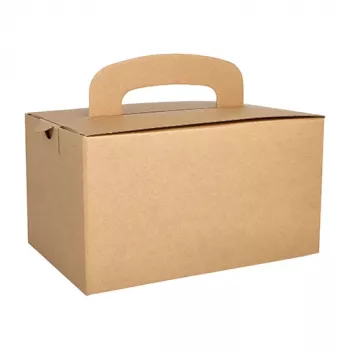 PAPSTAR pure Lunch Box z uchwytem do przenoszenia, brązowy karton, 424 g/m², składany, 1 sztuka 88980