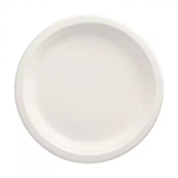 PAPSTAR pure Talerz z trzciny cukrowej okrągły 230 mm 12 sztuk kompostowalny bezpieczny dla mikrofalówki 89748