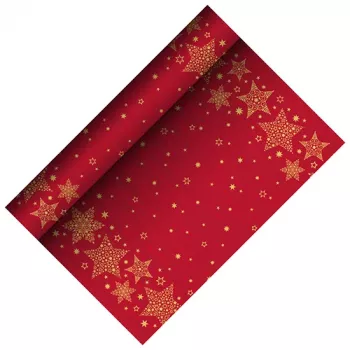 PAPSTAR Christmas Shine czerwony airlaid bieżnik na stół, 400 mm x 3 m, w rolce, 1 sztuka 88657