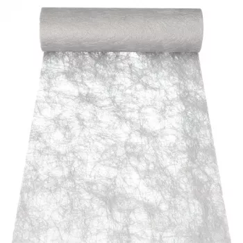 PAPSTAR Sizoflor bieżnik i wstążka dekoracyjna, srebrny, 25 m x 30 cm, wodoodporny, 75% poliester / 25% poliamid 37064