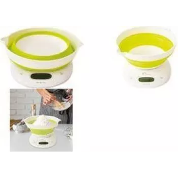Little Balance LB 8064 Składana waga kuchenna z miską, biało-jasnozielona, 5 kg