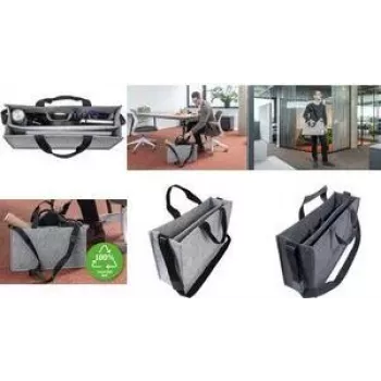 SIGEL Business Felt Bag Desk Sharing Bag Classic L, szary filc syntetyczny, 2 uchwyty do noszenia i regulowany pasek na ramię, 1 sztuka (BA409)