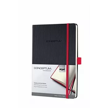SIGEL Conceptum A5 Notes w kratkę, czarno-czerwony, twarda oprawa ze strukturą Softwave, 194 strony, Red Edition CO662