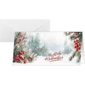 SIGEL DS645 Kartka świąteczna Scandinavian Snow, DIN Lang poziomo, 250 gsm biały karton, atramentowa/laserowa/kopiarka, 1 sztuka