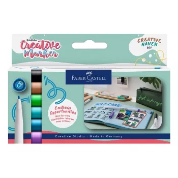 Faber-Castell Goldfaber Creative Marker Set Creative Haven, zestaw 6 markerów w różnych kolorach, tusz na bazie wody, końcówka pędzelkowa 160603