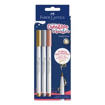Faber-Castell Goldfaber Creative Marker zestaw, 3 różne kolory, wodny tusz pigmentowy, bezzapachowy, nierozmazujący się, odporny na zachlapanie, blister 161005