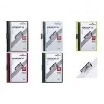 DURABLE DURACLIP ORIGINAL 60 A4 teczka zaciskowa, ciemnoniebieska przezroczysta przednia okładka, metalowy klips, zestaw 5 sztuk (2238-07)