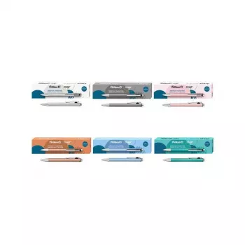 Długopis kulkowy Pelikan Snap Metallic, srebrny perłowy połysk, aluminiowy korpus, niebieski tusz, średni 400208064