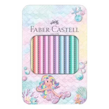 Faber-Castell Sparkle Jumbo trójkątne kredki ołówkowe, zestaw 10 sztuk, różne kolory, wkład 3,8 mm, strefa miękkiego chwytu, odporne na złamanie, drewno z certyfikatem FSC 210910