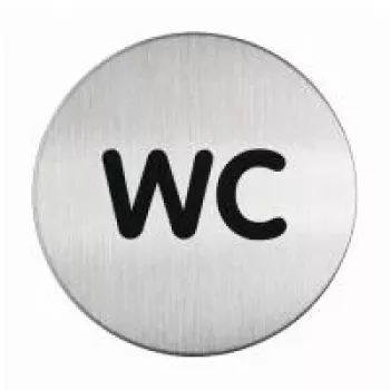 DURABLE PICTO WC oznaczenie na drzwi, okrągłe 83 mm, samoprzylepne, srebrno-czarne 490723