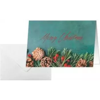 SIGEL DS642 Green Christmas A6 pozioma kartka składana, 250 g/m² biały karton, atramentowa/laserowa/kopiarka, 5 kartek z kopertami
