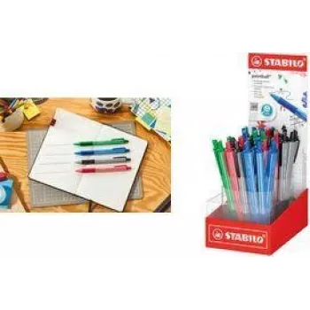 STABILO pointball colorful Wysuwany Długopis Kulkowy w Displayu, 38 Różnych Kolorów, 0,5 mm, Antypoślizgowy Uchwyt 6033/38-1
