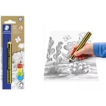 Ołówek grafitowy Staedtler Noris Junior - 2B, czarno-żółty w paski, okrągły korpus, pojedyncza sztuka 141-2B BK