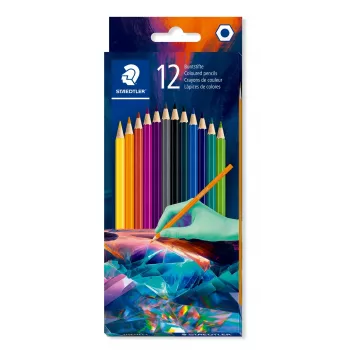 STAEDTLER Ołówki kolorowe sześciokątne Edition 1, 12 sztuk w tekturowym etui, ciemne odcienie, grafit 3,0 mm 175C12E2-1