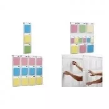 HELIT PLACATIV ekspozytor ścienny, 6 kieszeni A4 w pionie + 12 kieszeni 1/3 A4, przezroczysty SAN, głębokość 35 mm H6812302