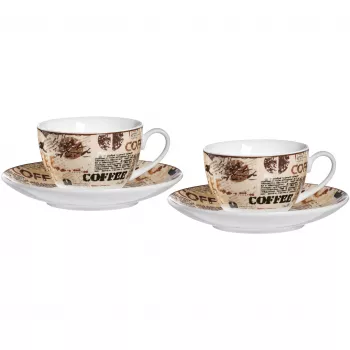 Ritzenhoff & Breker CREMA zestaw do cappuccino, 4-elementowy, porcelana, nadruk motywu, zmywarka 422108