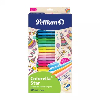 Pelikan Colorella Star C302/50 Zestaw pisaków fibrowych, 50 różnych kolorów, atrament na bazie wody, zmywalny, wentylowane skuwki 825092