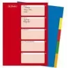 HERLITZ A4 plastikowe przekładki indeksujące, 10 zakładek, puste, mieszane kolory, PP 0,12 mm, wielokrotnie dziurkowane, z arkuszem indeksu (10715415)